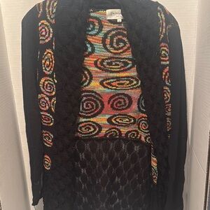 Patterned Black Multicolor Sweater